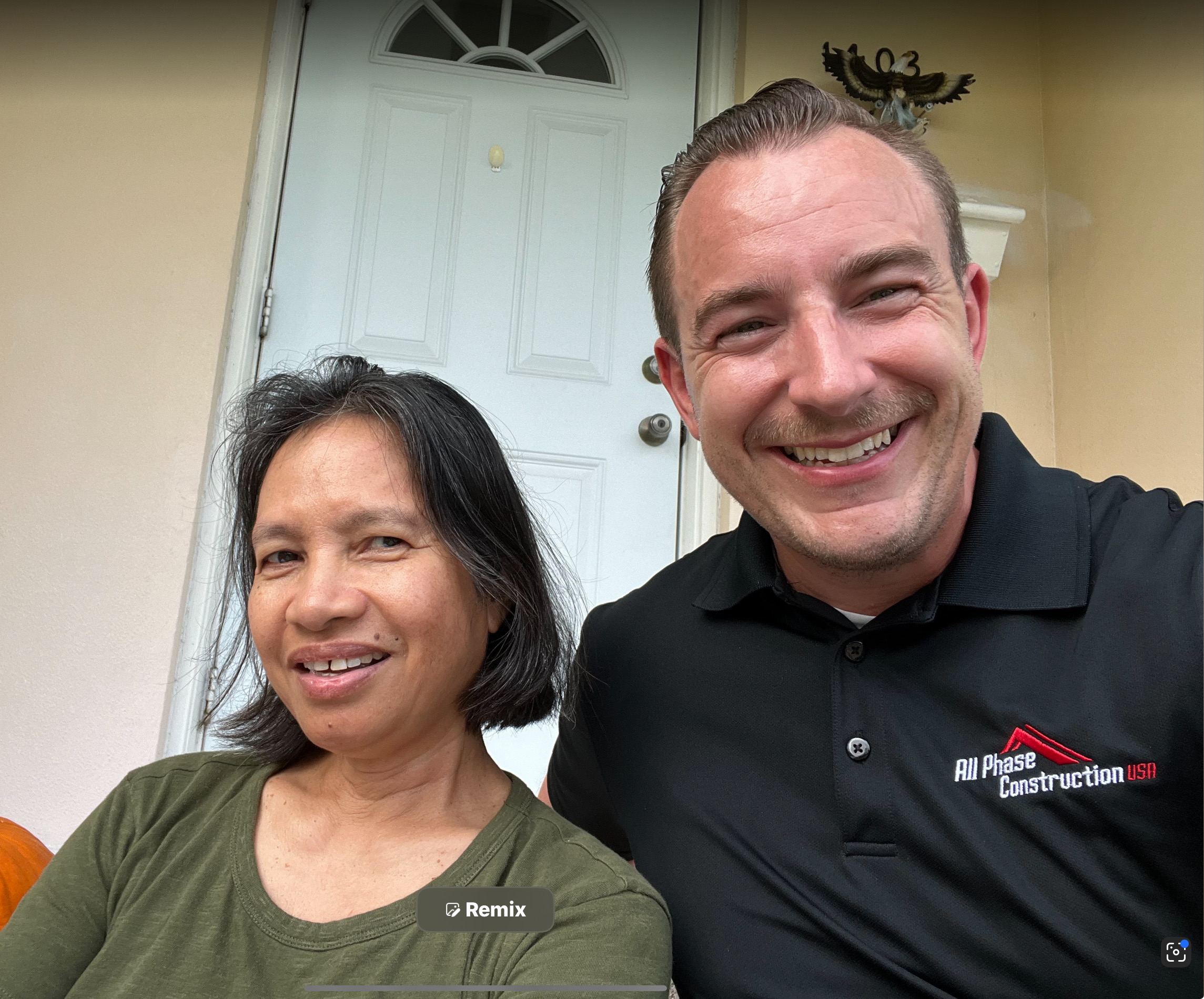 Happy customer after new roof installation in Pompano Beach